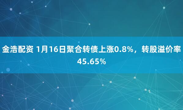 金浩配资 1月16日聚合转债上涨0.8%，转股溢价率45.65%